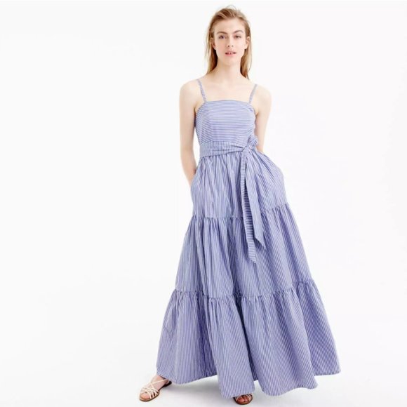 J.Crew Tiered maxi dress in stripe LAGOON WHITE - Picture 4 of 7